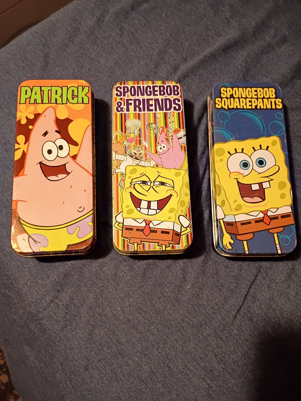 Nickelodeon SpongeBob & Patrick Metal Accessory Tins - Pink, Yellow, Blue
